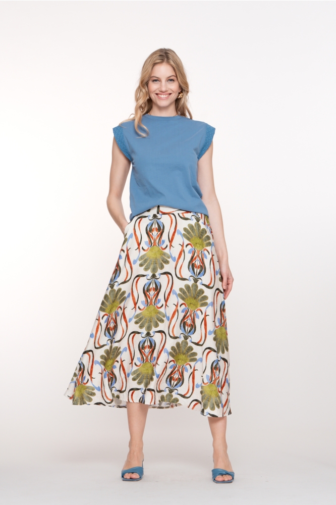 T SHIRT MET KORTE MOUWEN EN BRODERIE DETAILS 52391 40 000625 BLUE